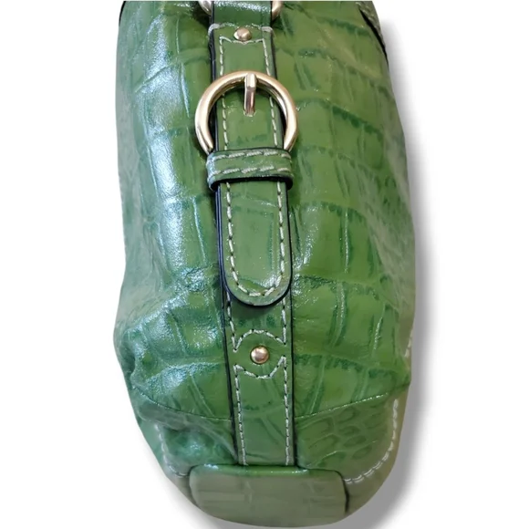 ANTONIO MELANI Green Hobo Y2K Crocodile Embossed Leather Shoulder Bag - Picture 11 of 13